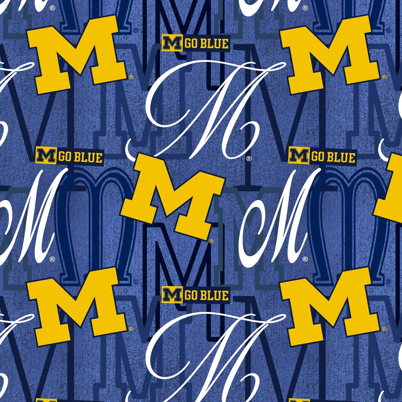 Sykel Enterprises-University of Michigan Cotton Quilting Fabric-Michigan Wolverines Letters Cotton Fabric Sold by the Yard